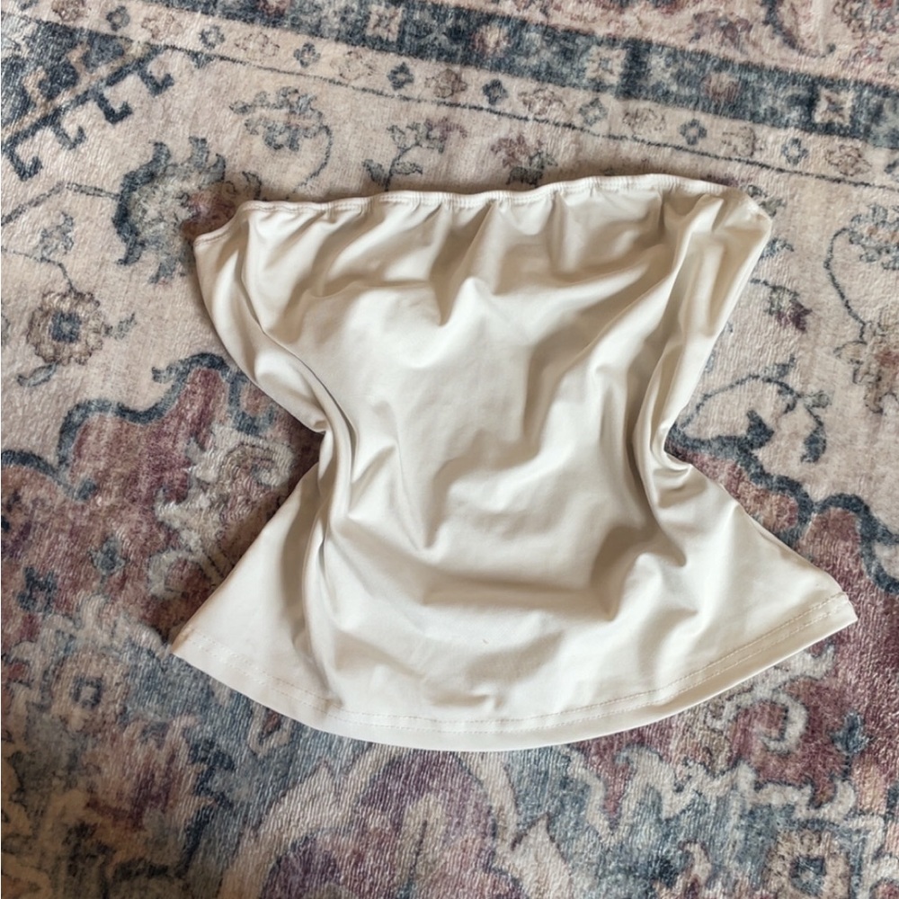 SHEIN Cream Sleeveless Bustier Blouse